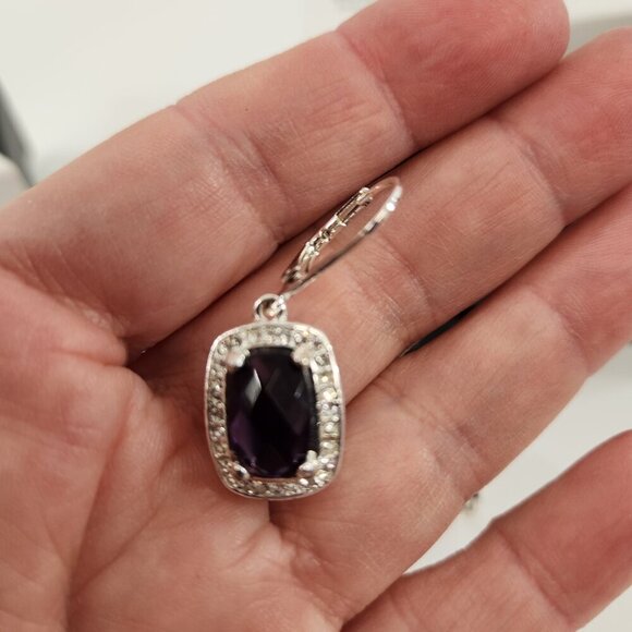 Avon Monaco Nights Drop Earrings Pendant Necklace Gift Sets Purple & Red NEW - Picture 7 of 15